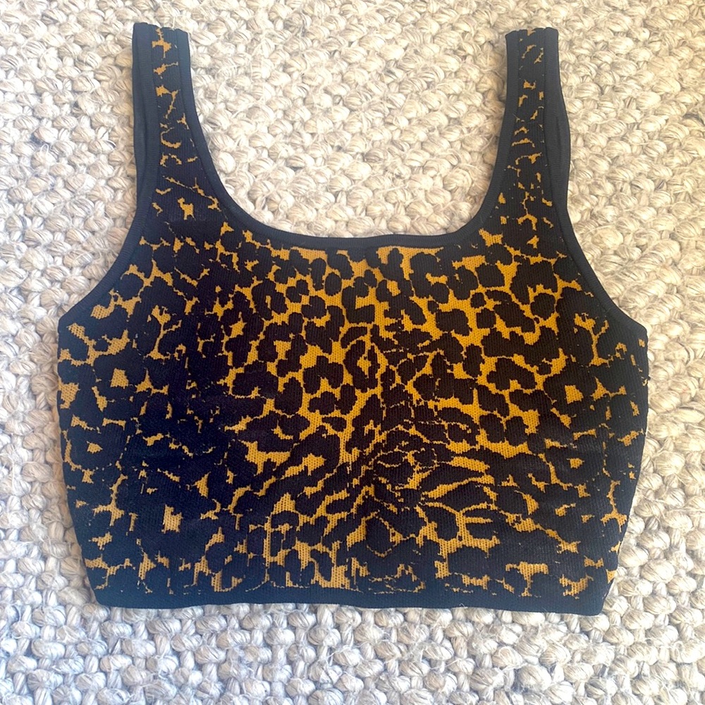 Babaton Black and Gold Leopard Print Tank Crop Mobwife Gangster Luxury Rich